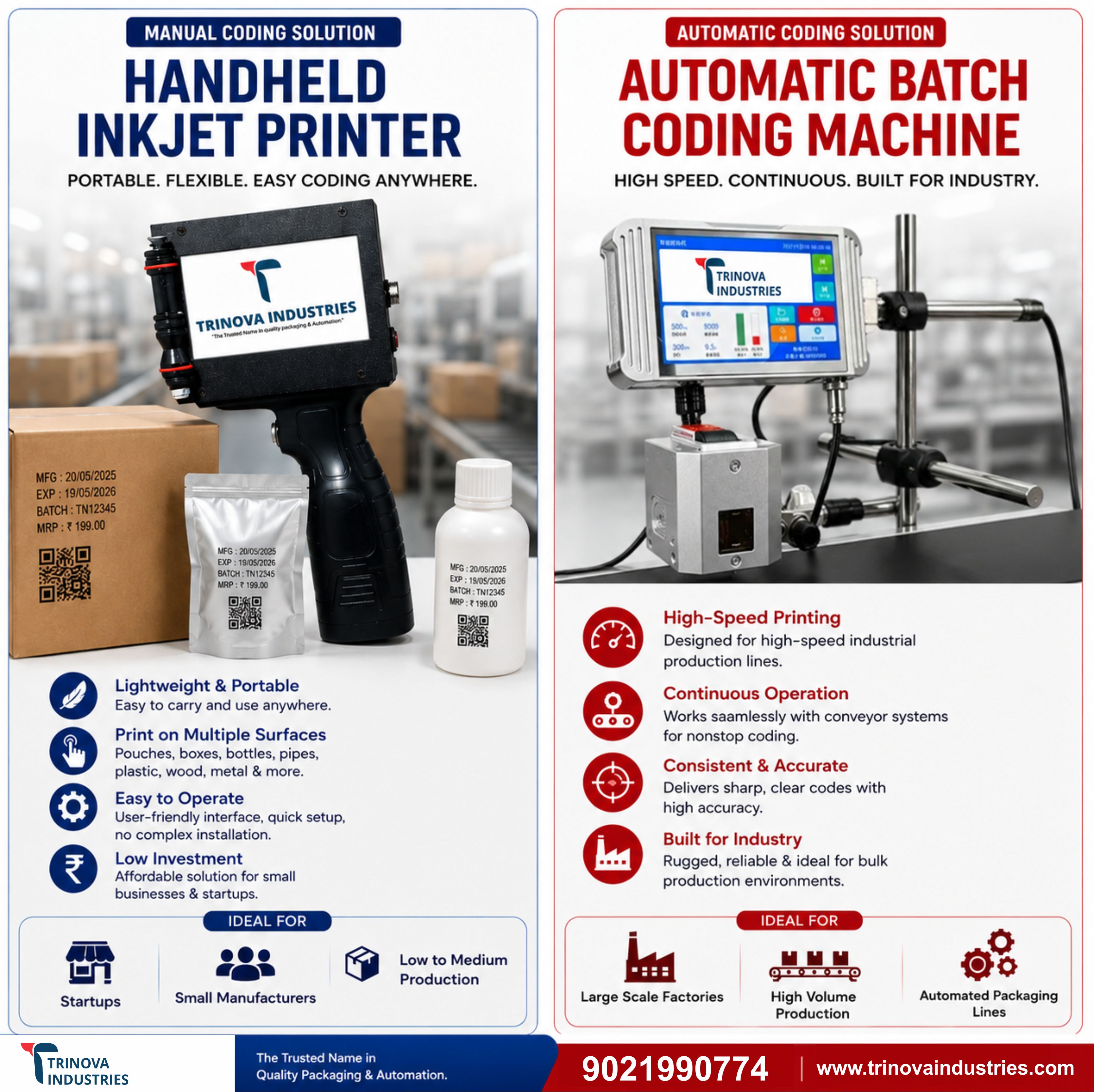 “Handheld Inkjet Printer vs Batch Coding Machine – Which One Should Your Business Choose?”