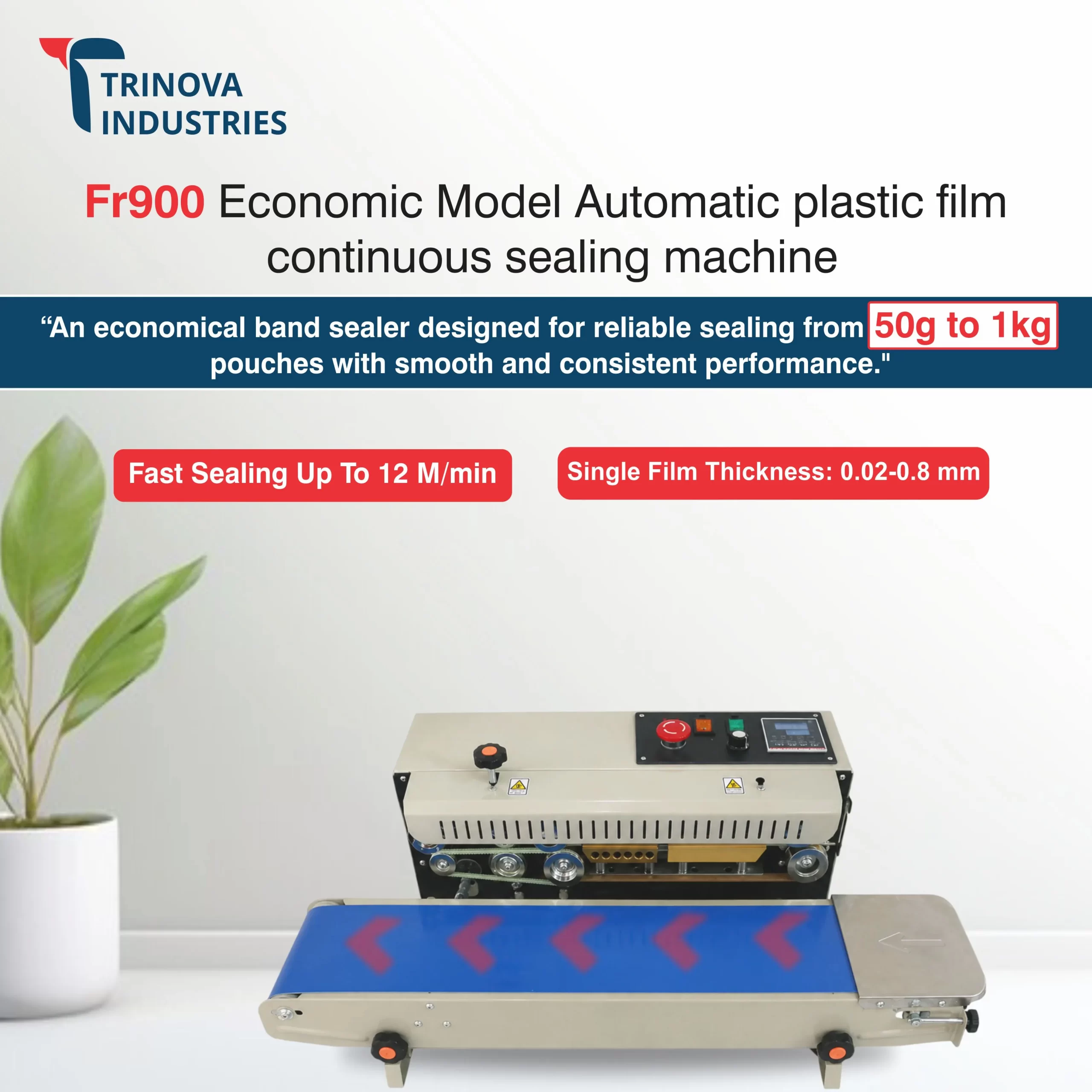 Economic Band Sealer Horizontal MS Body Not for LD & PP Pouches - Image 2
