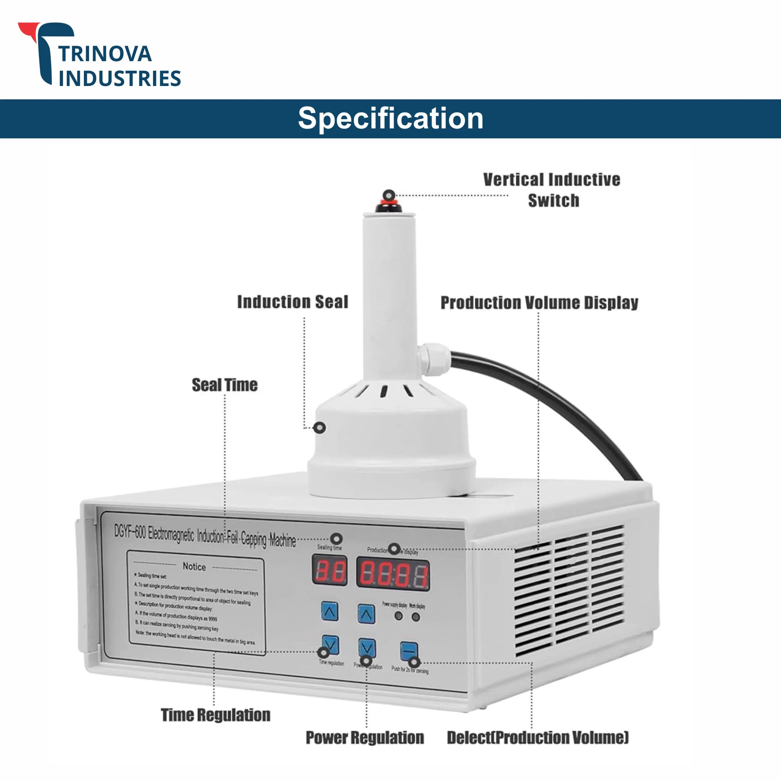DGYF 600A Induction Sealer 20–100mm Heavy Duty - Image 3