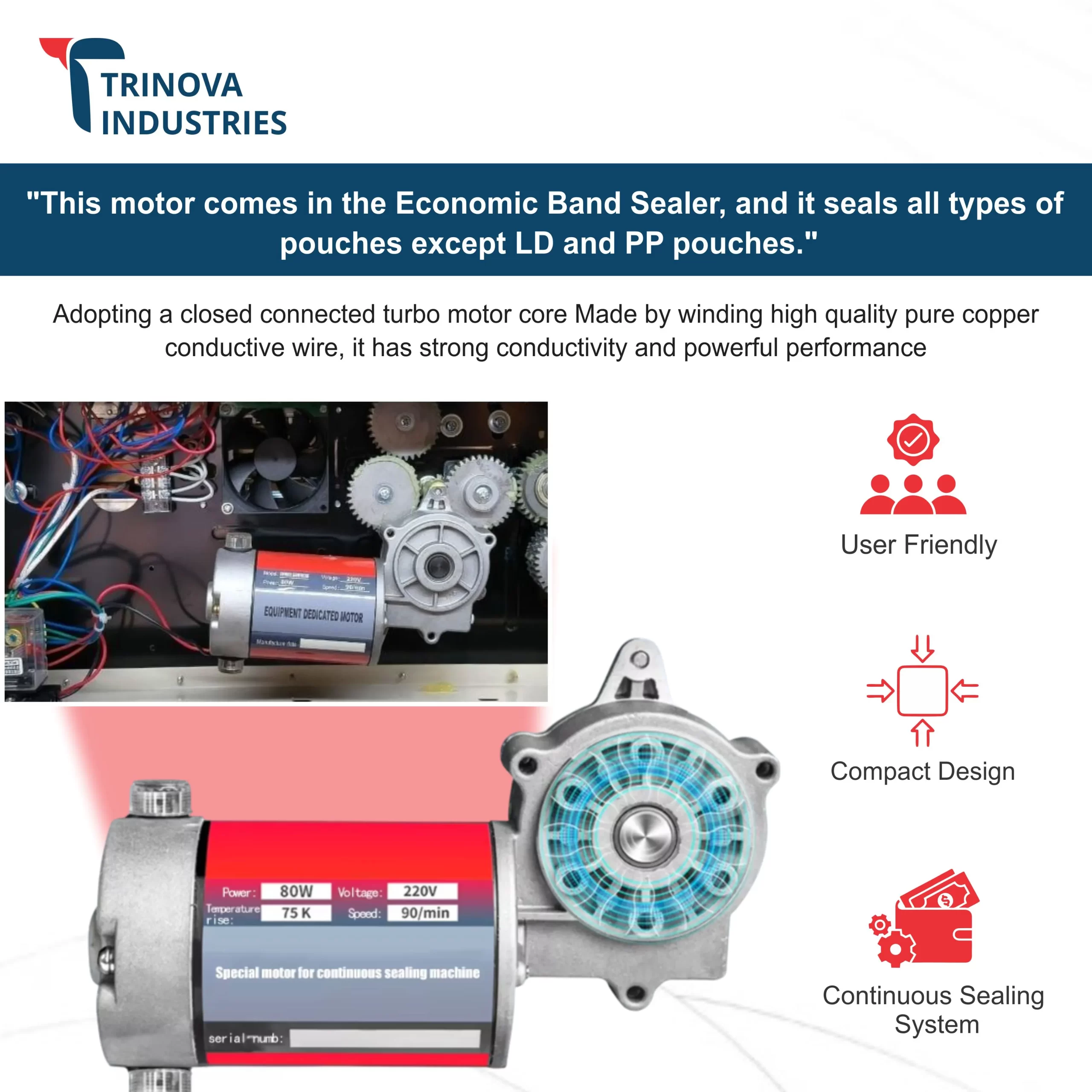 Economic Band Sealer Horizontal MS Body Not for LD & PP Pouches - Image 3