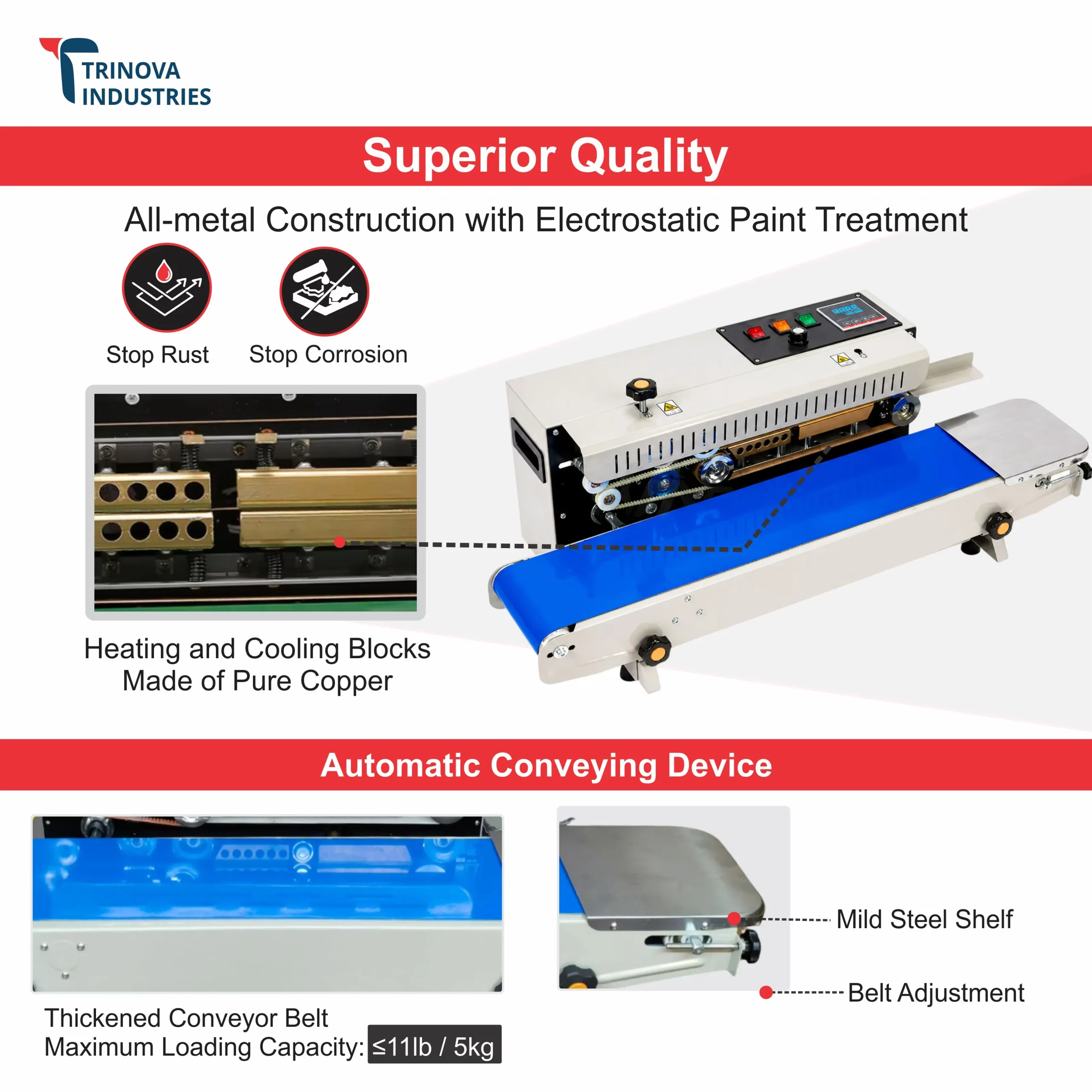 Economic Band Sealer Horizontal MS Body Not for LD & PP Pouches - Image 5